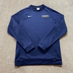 Nike Alaska Rifle Pullover Mens Small Navy Blue Dri-FIT Crewneck Sweatshirt NCAA